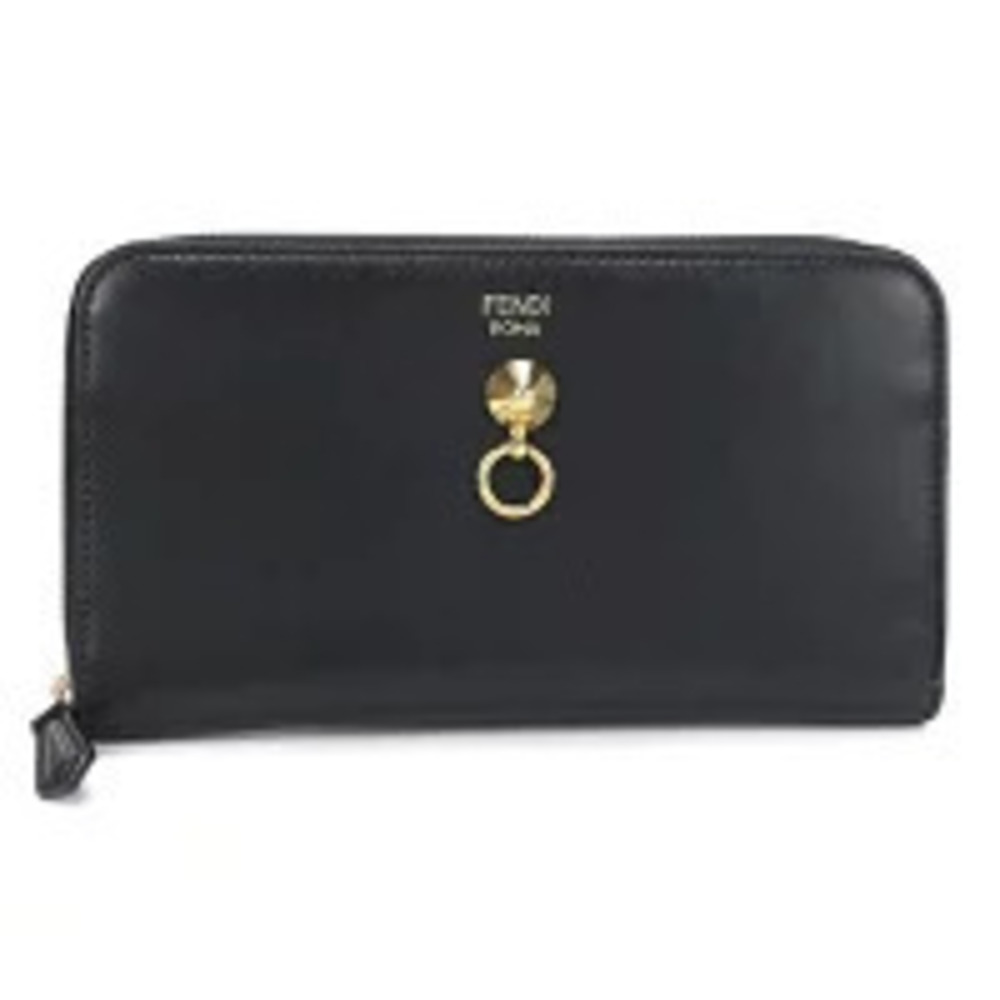 Fendi Long Wallet Round Zipper Black